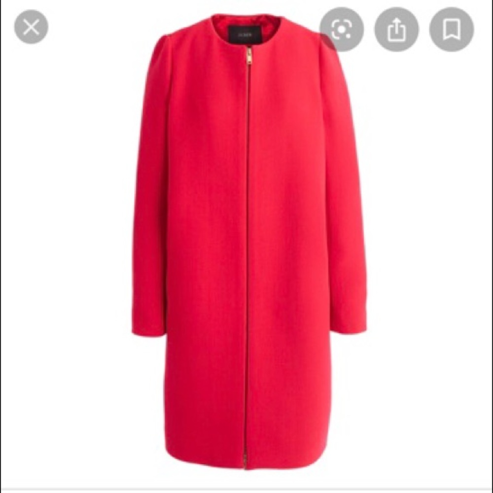 J Crew Red Double Cloth Coat